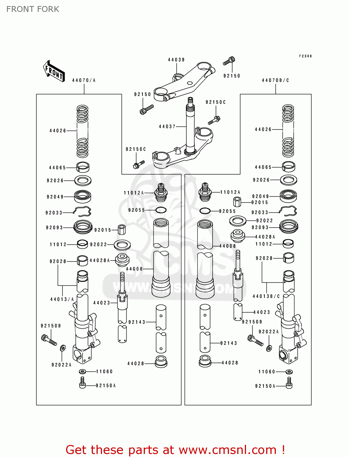 FRONT FORK ZX400L1 ZXR400 1991 EUROPE UK FR AR FG GR IT NR