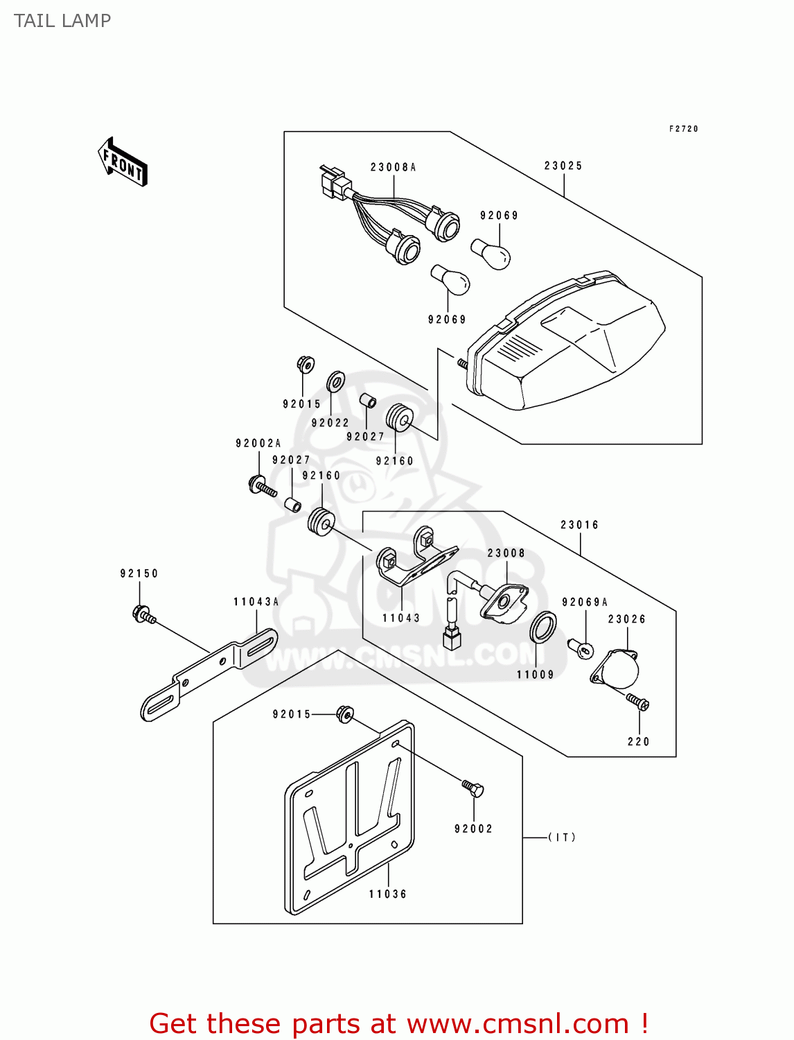 TAIL LAMP ZX400L1 ZXR400 1991 EUROPE UK FR AR FG GR IT NR