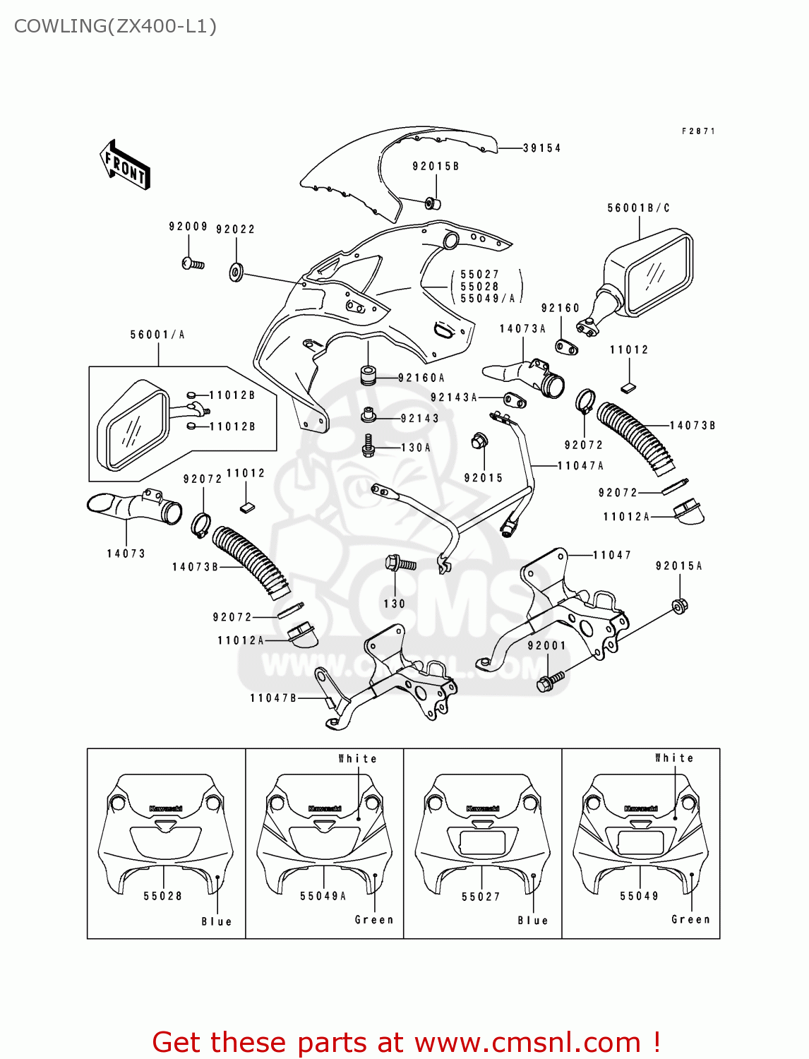 COWLING(ZX400-L1) ZX400L1 ZXR400 1991 EUROPE UK FR AR FG GR IT NR