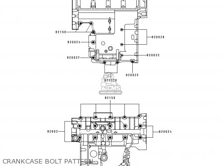 CRANKCASE BOLT PATTERN - ZX400L1 ZXR400 1991 EUROPE UK FR AR FG GR IT NR