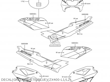DECAL(GREEN/WHITE/BLUE)(ZX400-L1/L2) - ZX400L1 ZXR400 1991 EUROPE UK FR AR FG GR IT NR