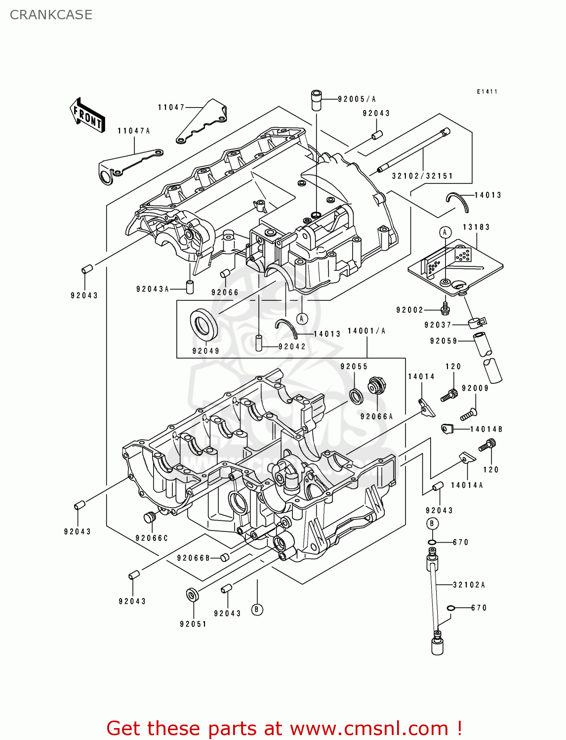 CRANKCASE ZX400L2 ZXR400 1992 EUROPE UK FR AR FG GR IT NR SD