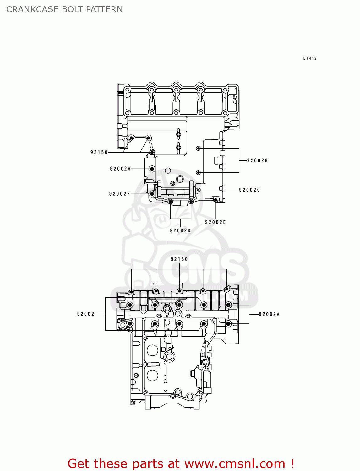 CRANKCASE BOLT PATTERN ZX400L2 ZXR400 1992 EUROPE UK FR AR FG GR IT NR SD