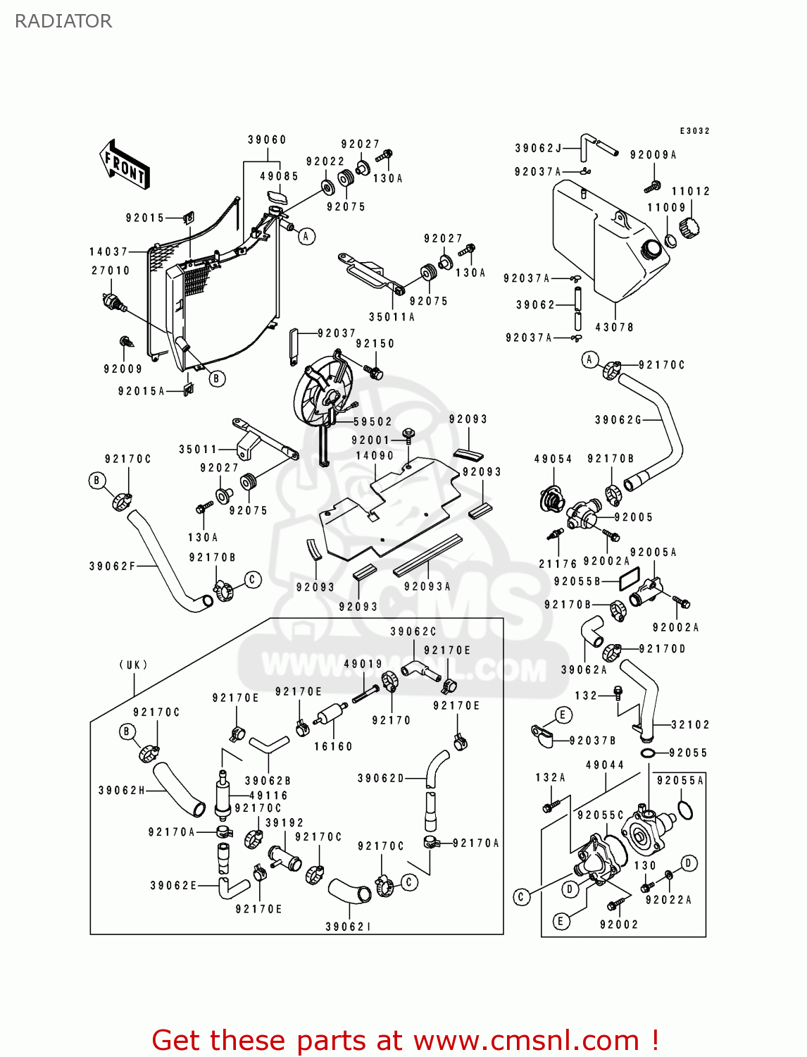 RADIATOR ZX400L2 ZXR400 1992 EUROPE UK FR AR FG GR IT NR SD