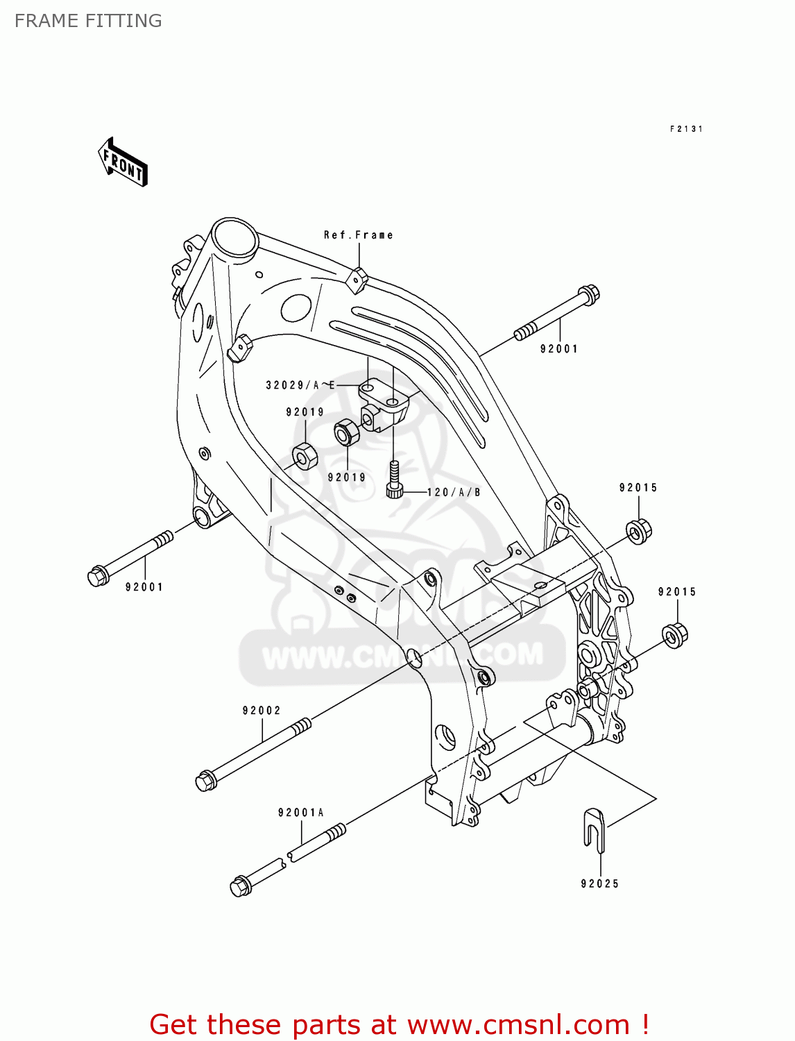 FRAME FITTING ZX400L2 ZXR400 1992 EUROPE UK FR AR FG GR IT NR SD