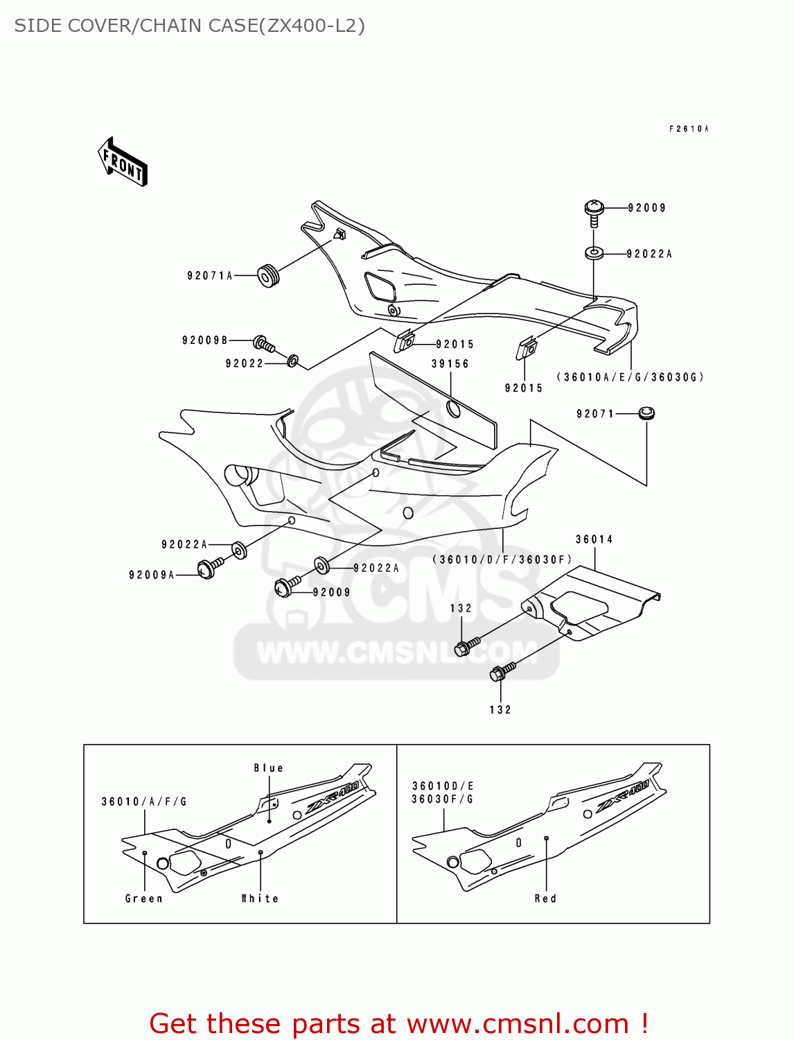 SIDE COVER/CHAIN CASE(ZX400-L2) ZX400L2 ZXR400 1992 EUROPE UK FR AR FG GR IT NR SD