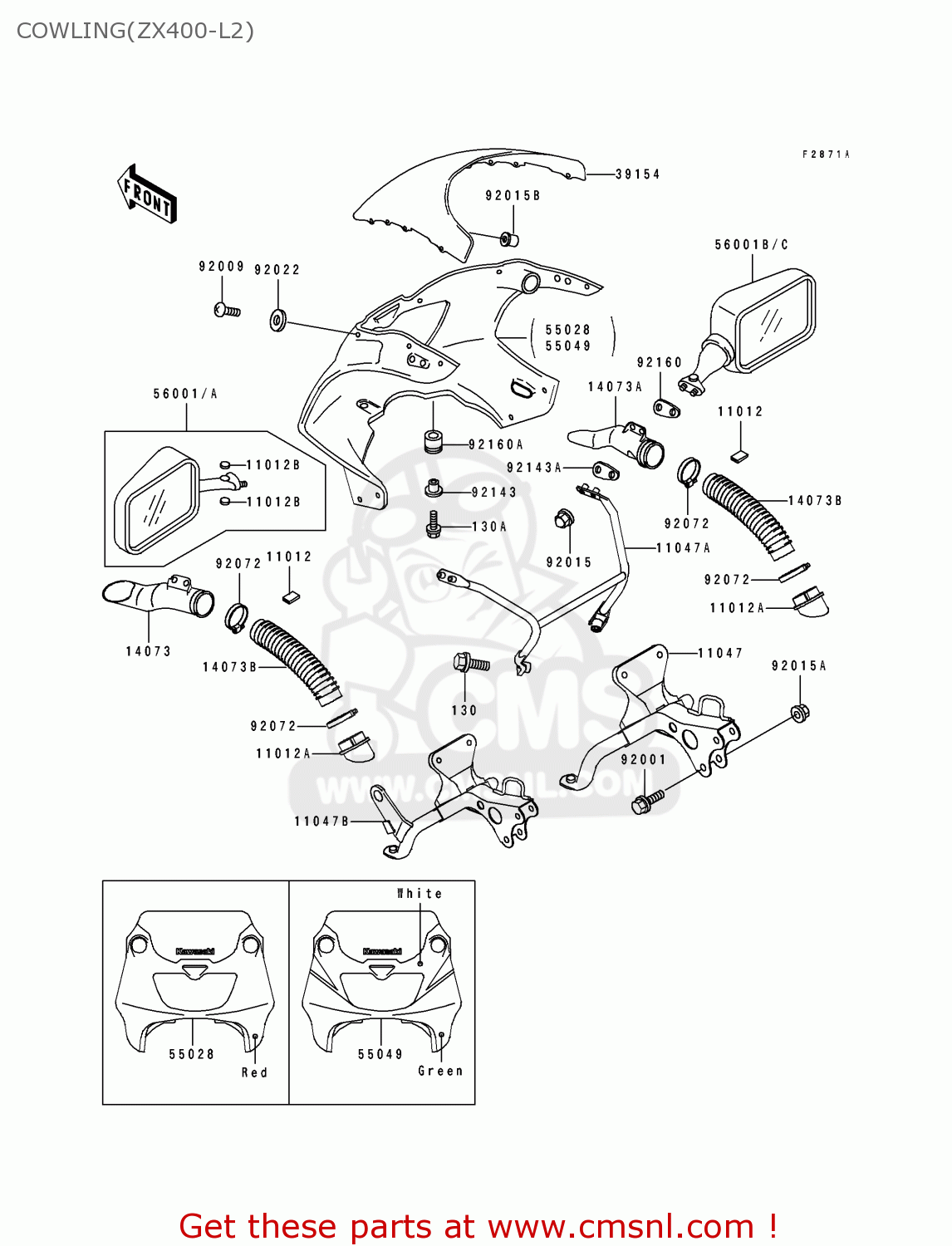 COWLING(ZX400-L2) ZX400L2 ZXR400 1992 EUROPE UK FR AR FG GR IT NR SD