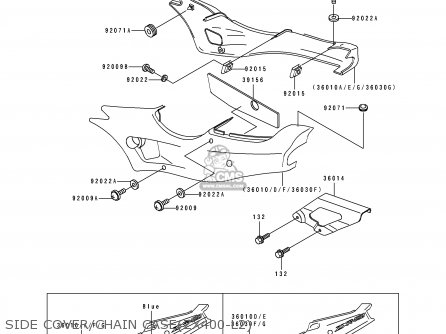 SIDE COVER/CHAIN CASE(ZX400-L2) - ZX400L2 ZXR400 1992 EUROPE UK FR AR FG GR IT NR SD