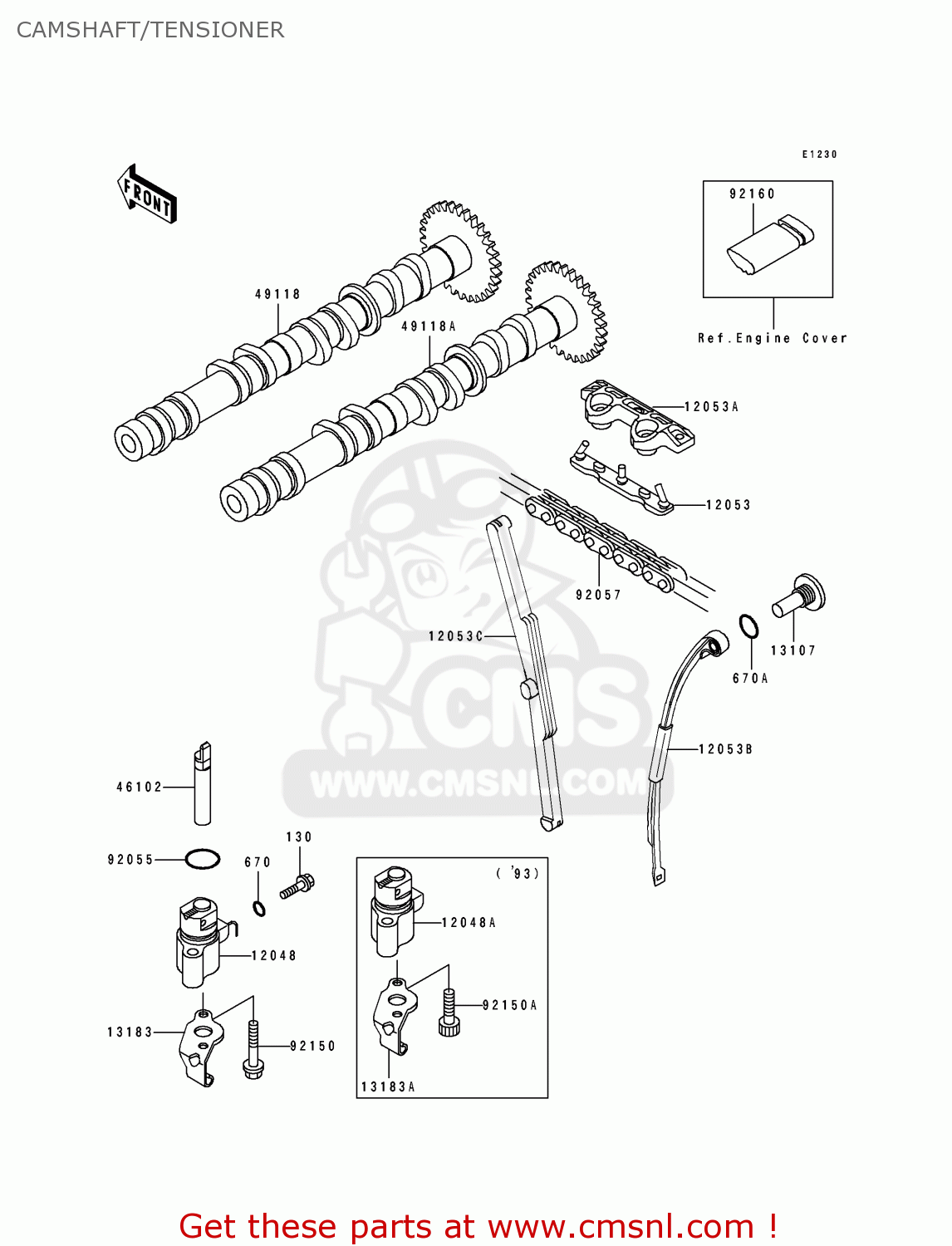 CAMSHAFT/TENSIONER ZX400L3 ZXR400 1993 EUROPE UK FR AR FG IT