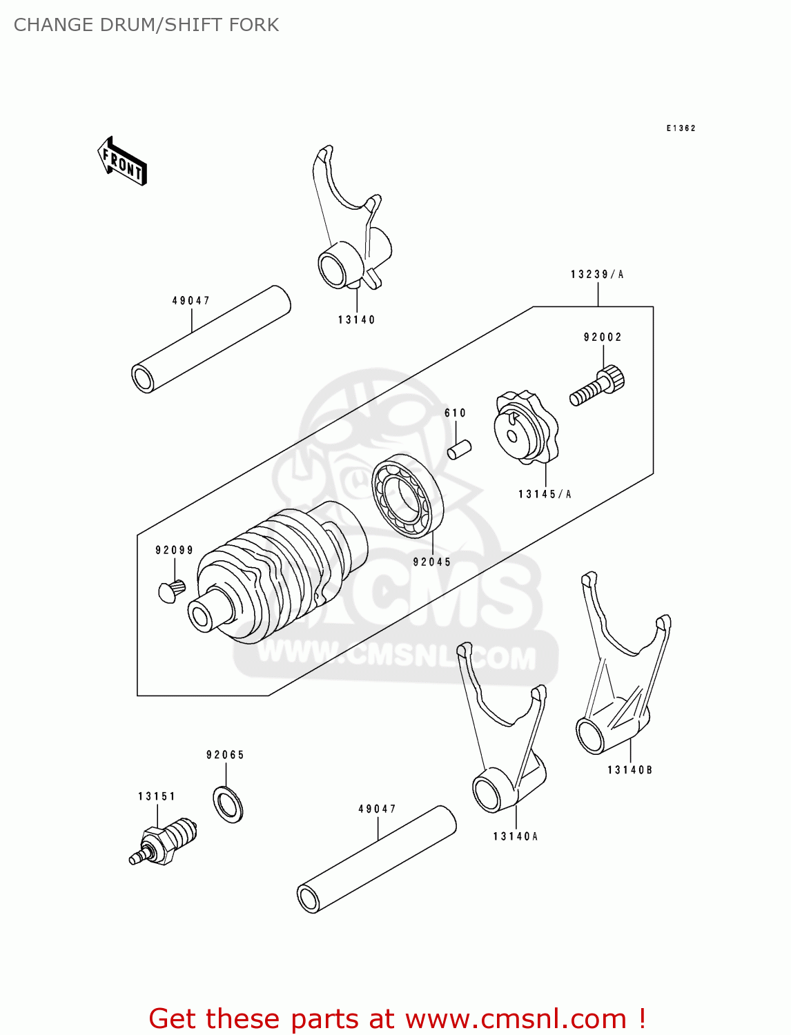 CHANGE DRUM/SHIFT FORK ZX400L3 ZXR400 1993 EUROPE UK FR AR FG IT