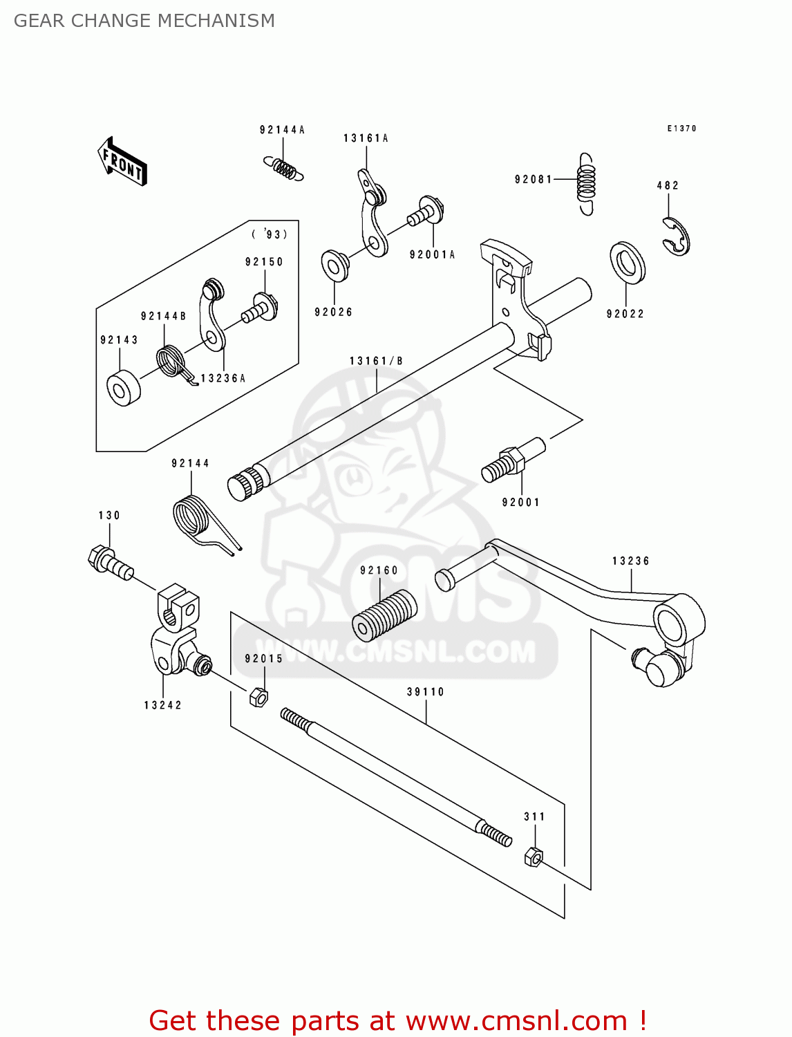GEAR CHANGE MECHANISM ZX400L3 ZXR400 1993 EUROPE UK FR AR FG IT