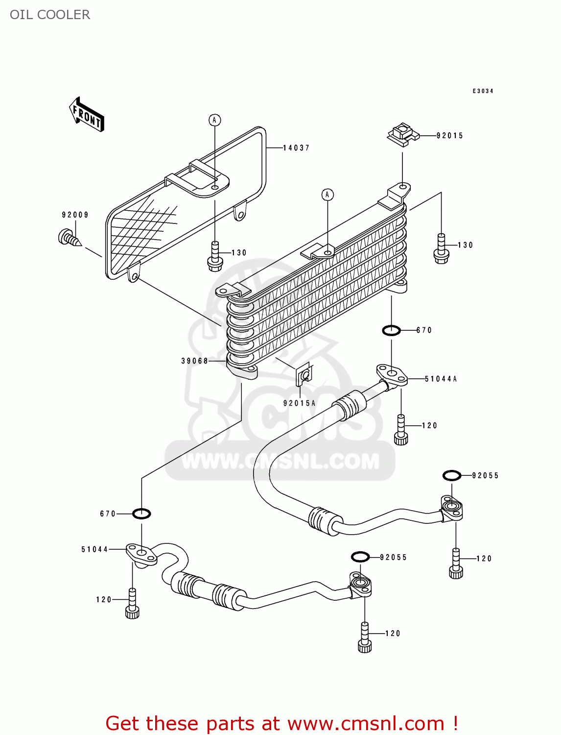 OIL COOLER ZX400L3 ZXR400 1993 EUROPE UK FR AR FG IT