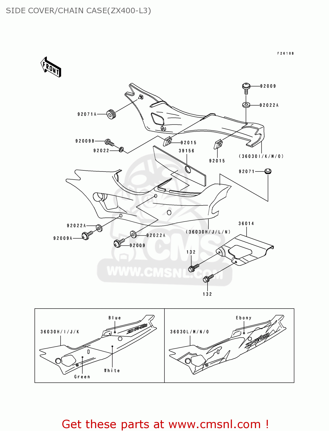 SIDE COVER/CHAIN CASE(ZX400-L3) ZX400L3 ZXR400 1993 EUROPE UK FR AR FG IT