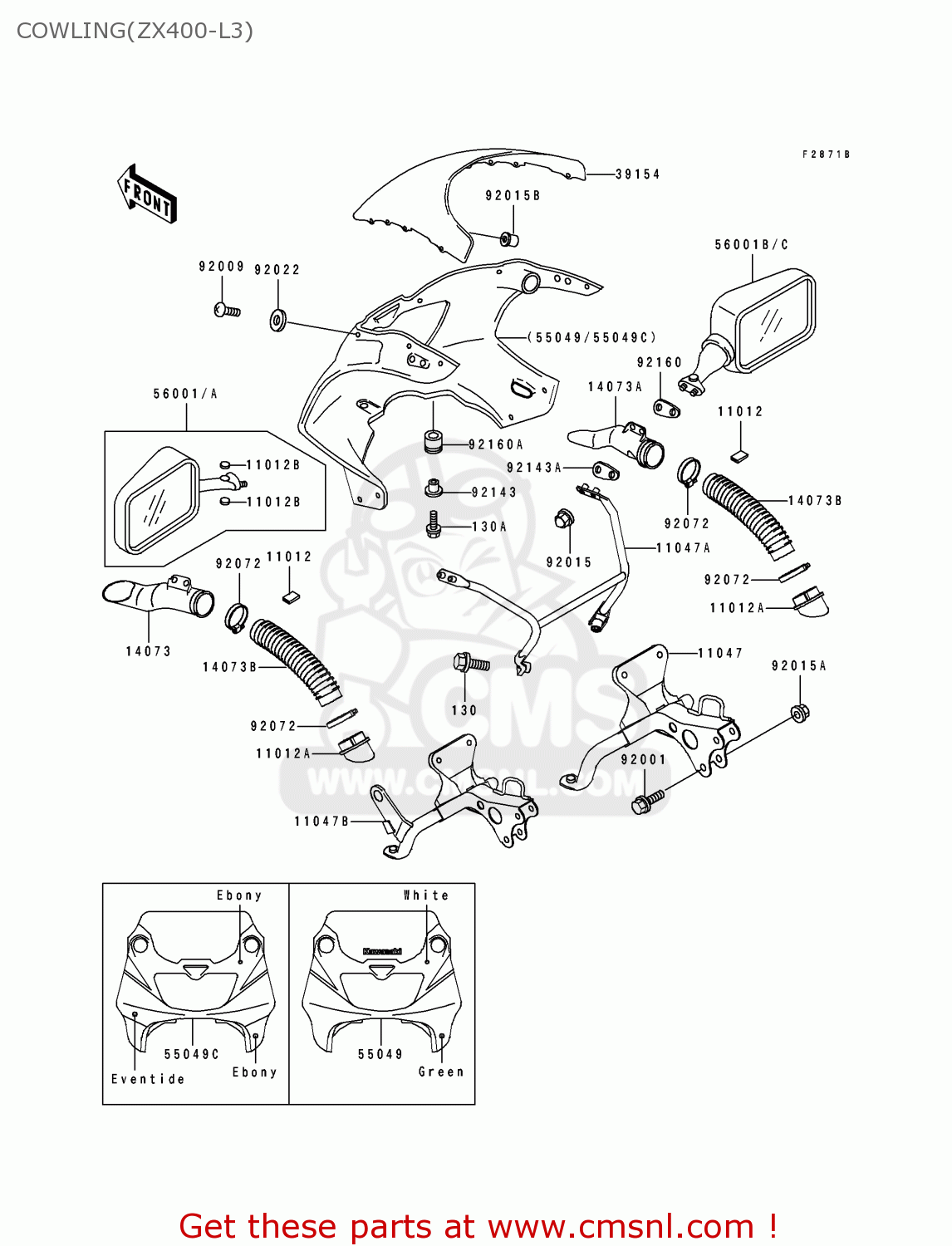 COWLING(ZX400-L3) ZX400L3 ZXR400 1993 EUROPE UK FR AR FG IT