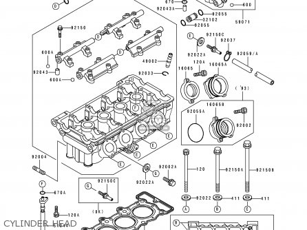 CYLINDER HEAD - ZX400L3 ZXR400 1993 EUROPE UK FR AR FG IT