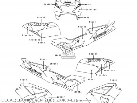 DECAL(EBONY/EVENTIDE)(ZX400-L3) - ZX400L3 ZXR400 1993 EUROPE UK FR AR FG IT
