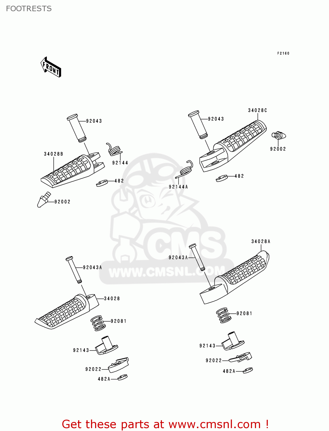 FOOTRESTS ZX400L4 ZXR400 1994 UNITED KINGDOM FR NL AR FG IT