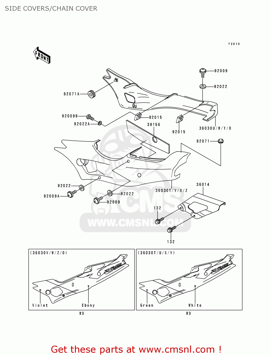 SIDE COVERS/CHAIN COVER ZX400L4 ZXR400 1994 UNITED KINGDOM FR NL AR FG IT