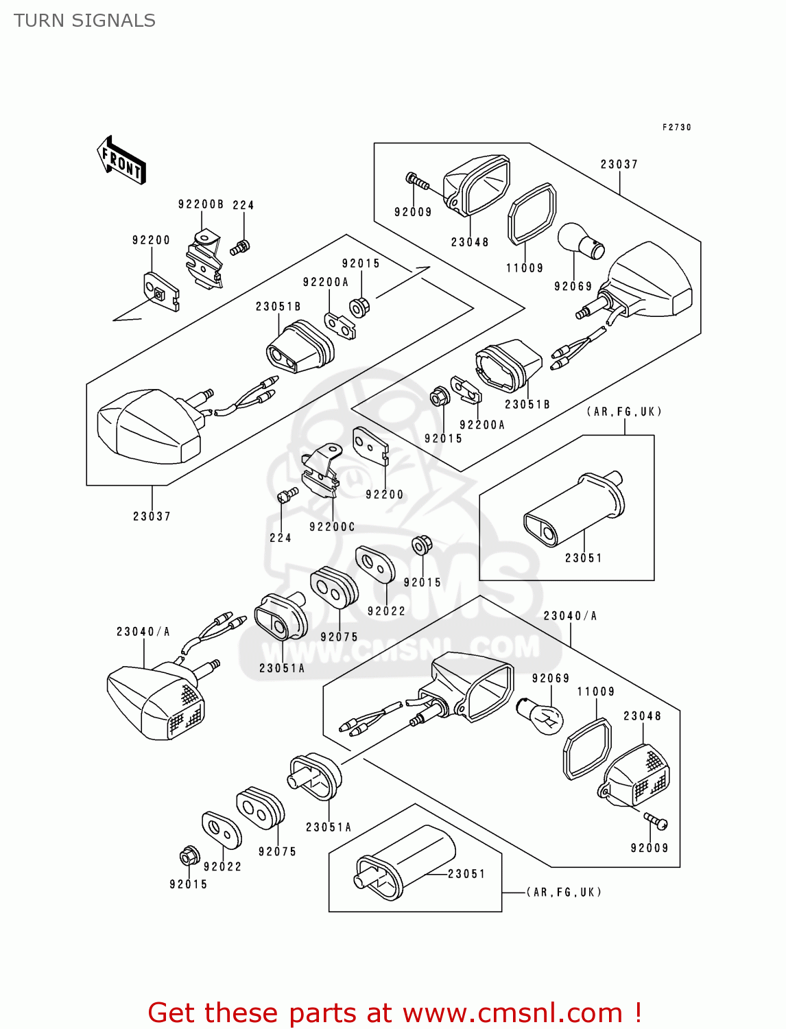 TURN SIGNALS ZX400L4 ZXR400 1994 UNITED KINGDOM FR NL AR FG IT