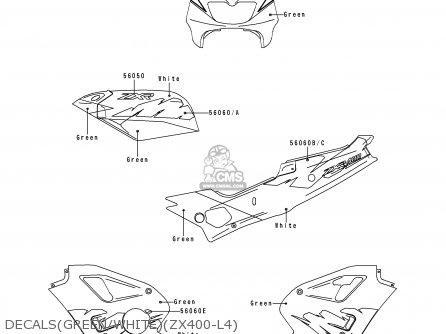 DECALS(GREEN/WHITE)(ZX400-L4) - ZX400L4 ZXR400 1994 UNITED KINGDOM FR NL AR FG IT
