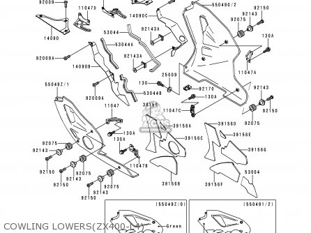 COWLING LOWERS(ZX400-L4) - ZX400L4 ZXR400 1994 UNITED KINGDOM FR NL AR FG IT