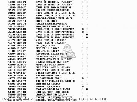 1997 ZX400-L7     TV EBONY / METALLIC EVENTIDE - ZX400L4 ZXR400 1994 UNITED KINGDOM FR NL AR FG IT