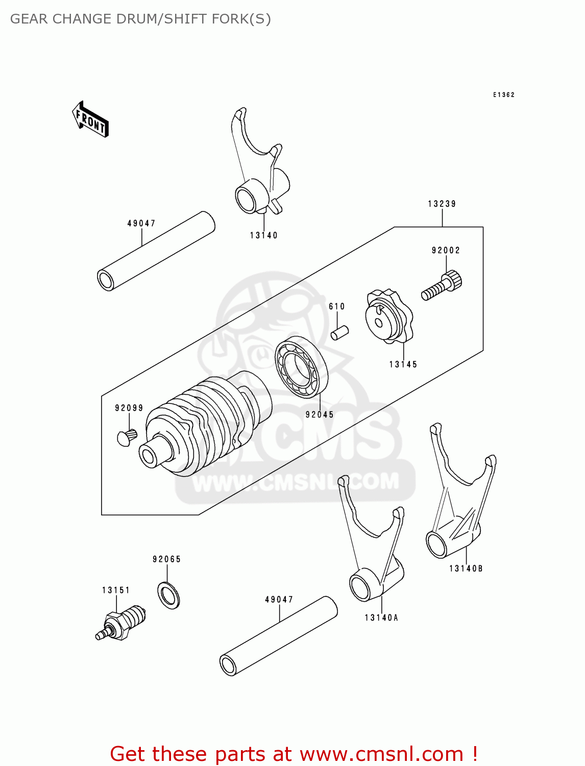 GEAR CHANGE DRUM/SHIFT FORK(S) ZX400L5 ZXR400 1995 UNITED KINGDOM FR NL AR FG IT