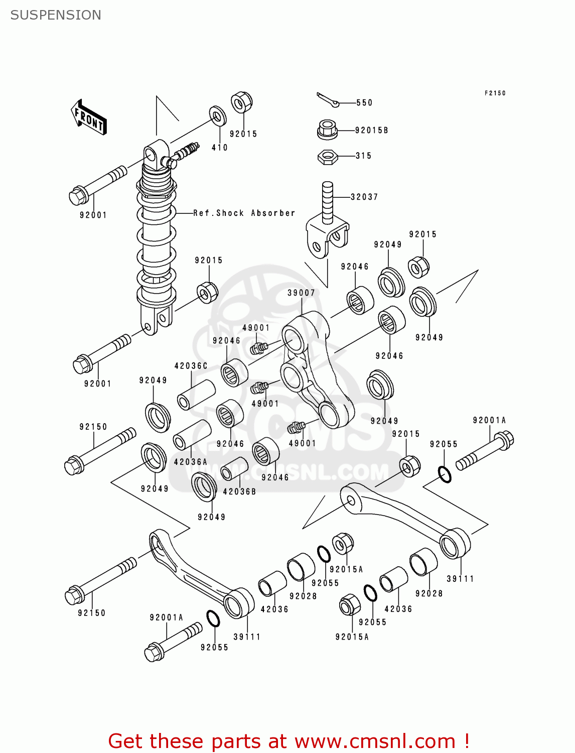 SUSPENSION ZX400L5 ZXR400 1995 UNITED KINGDOM FR NL AR FG IT