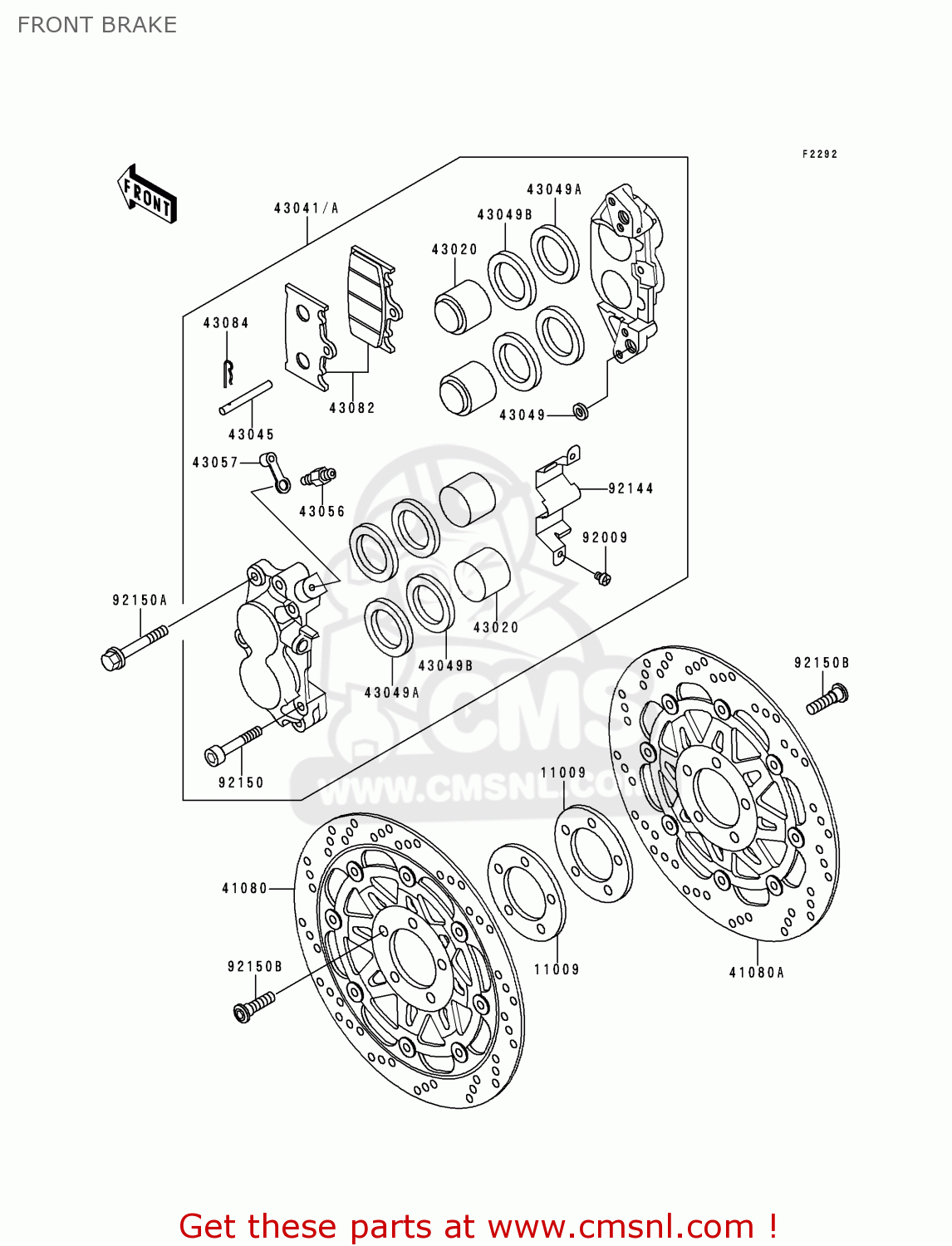 FRONT BRAKE ZX400L5 ZXR400 1995 UNITED KINGDOM FR NL AR FG IT