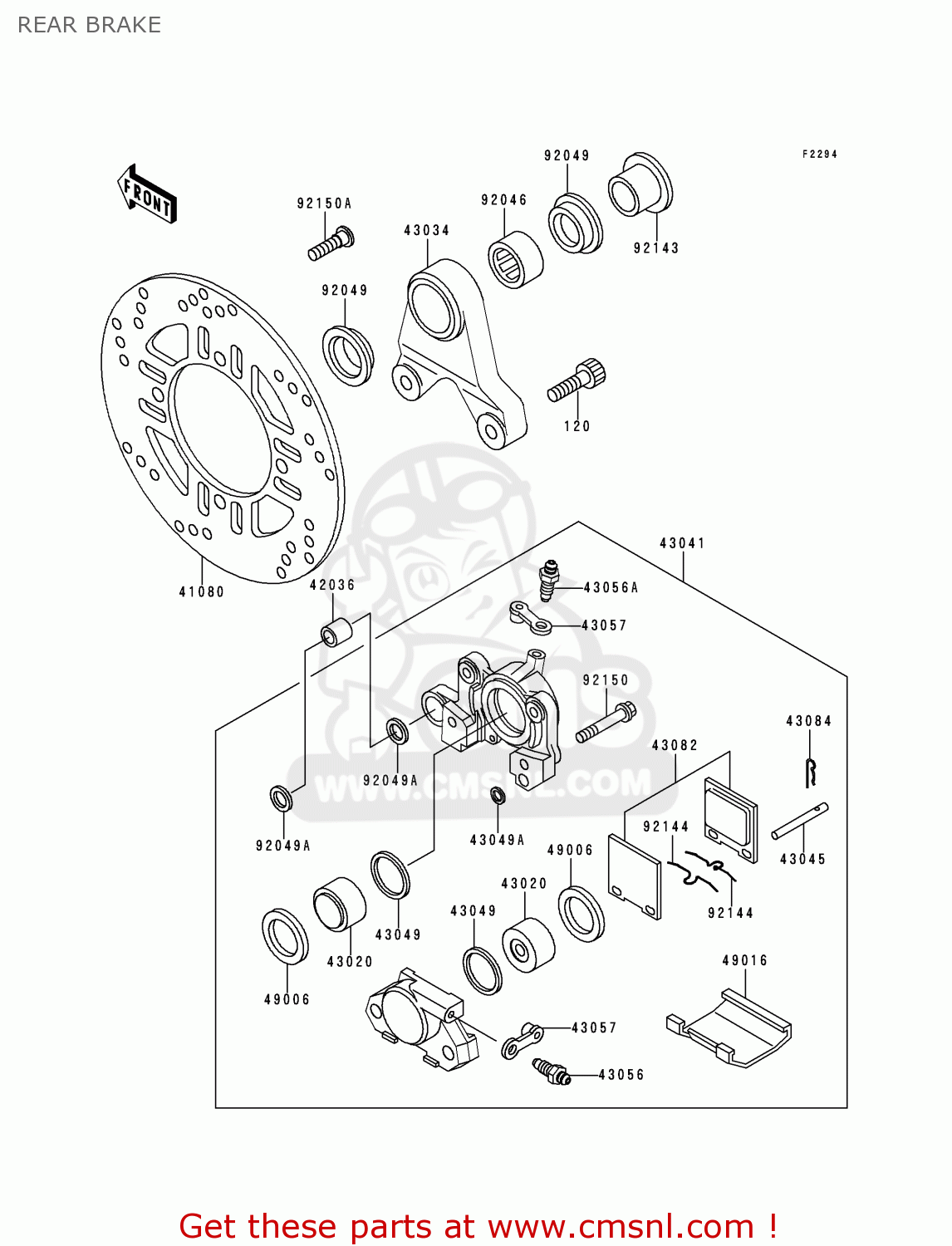 REAR BRAKE ZX400L5 ZXR400 1995 UNITED KINGDOM FR NL AR FG IT