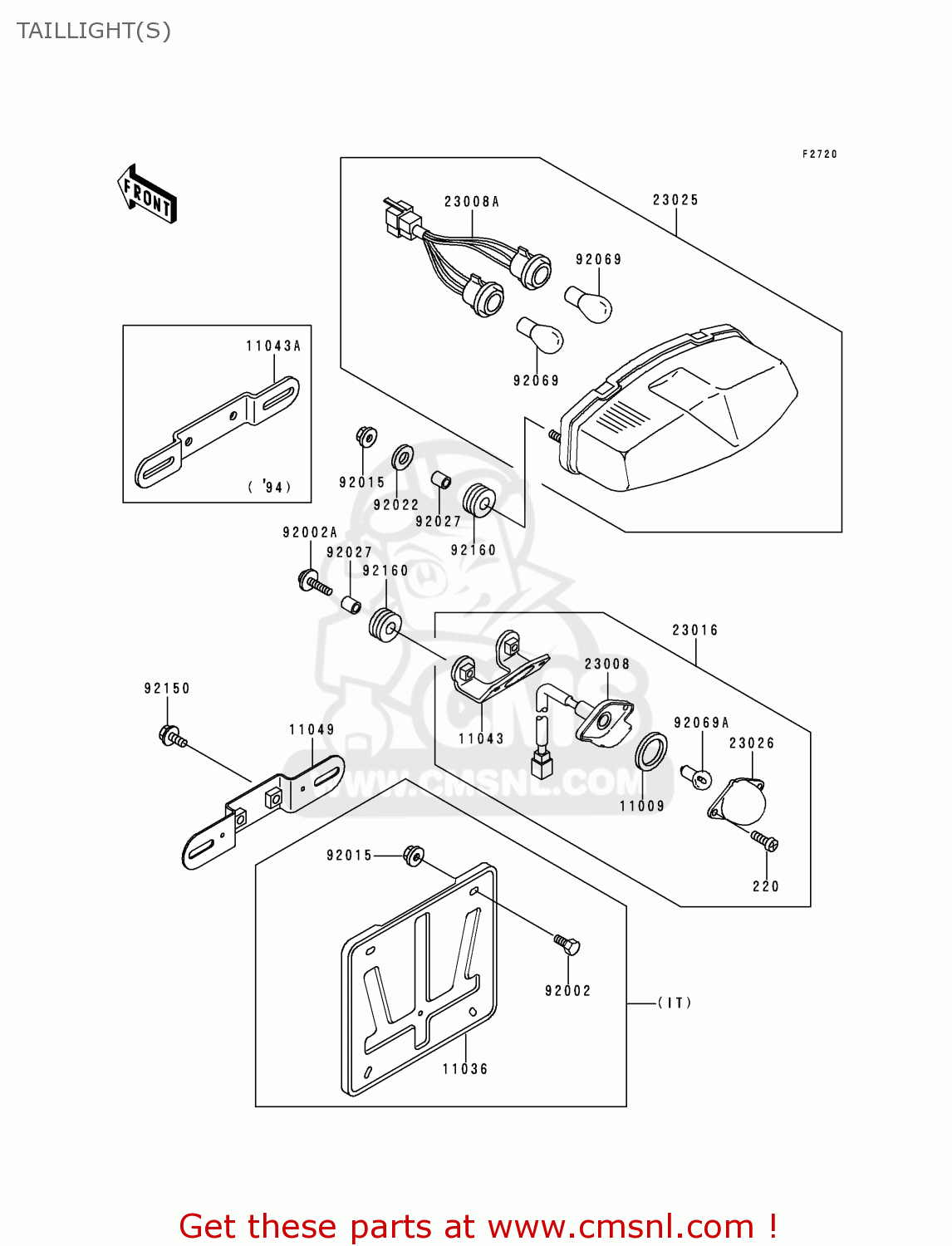 TAILLIGHT(S) ZX400L5 ZXR400 1995 UNITED KINGDOM FR NL AR FG IT