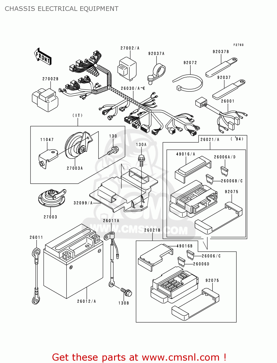 CHASSIS ELECTRICAL EQUIPMENT ZX400L5 ZXR400 1995 UNITED KINGDOM FR NL AR FG IT