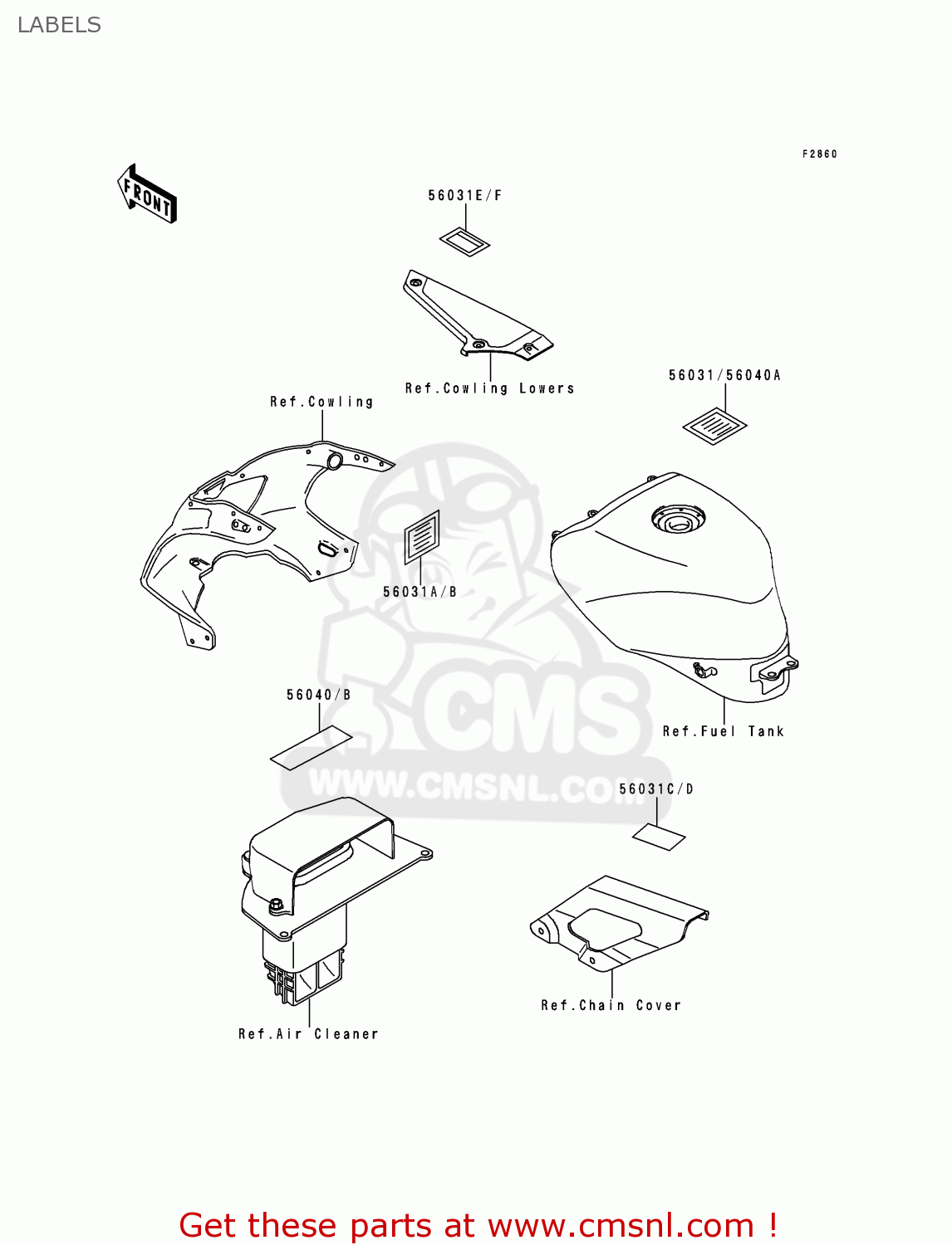 LABELS ZX400L5 ZXR400 1995 UNITED KINGDOM FR NL AR FG IT
