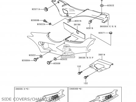 SIDE COVERS/CHAIN COVER - ZX400L5 ZXR400 1995 UNITED KINGDOM FR NL AR FG IT