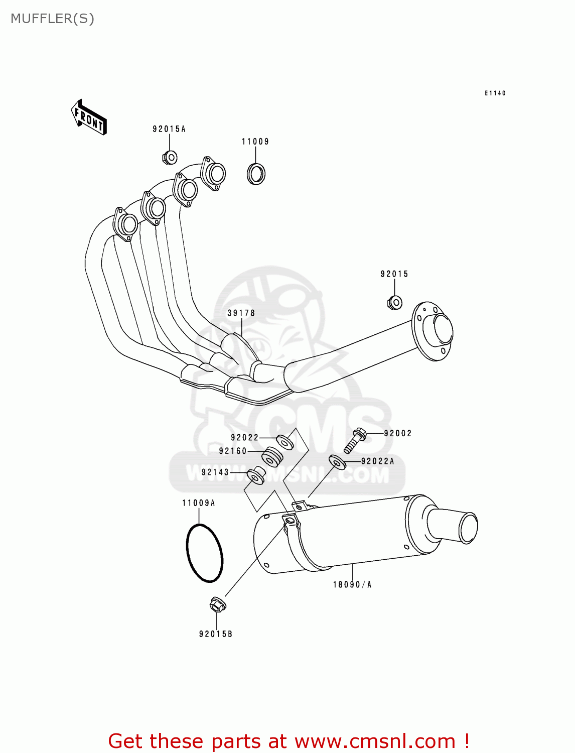 MUFFLER(S) ZX400L8 ZXR400 1998 UNITED KINGDOM NL AR FG IT