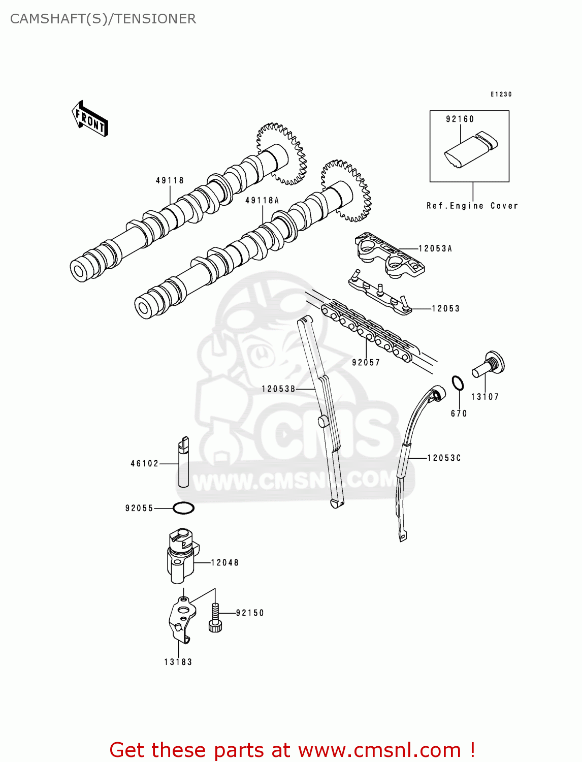 CAMSHAFT(S)/TENSIONER ZX400L8 ZXR400 1998 UNITED KINGDOM NL AR FG IT