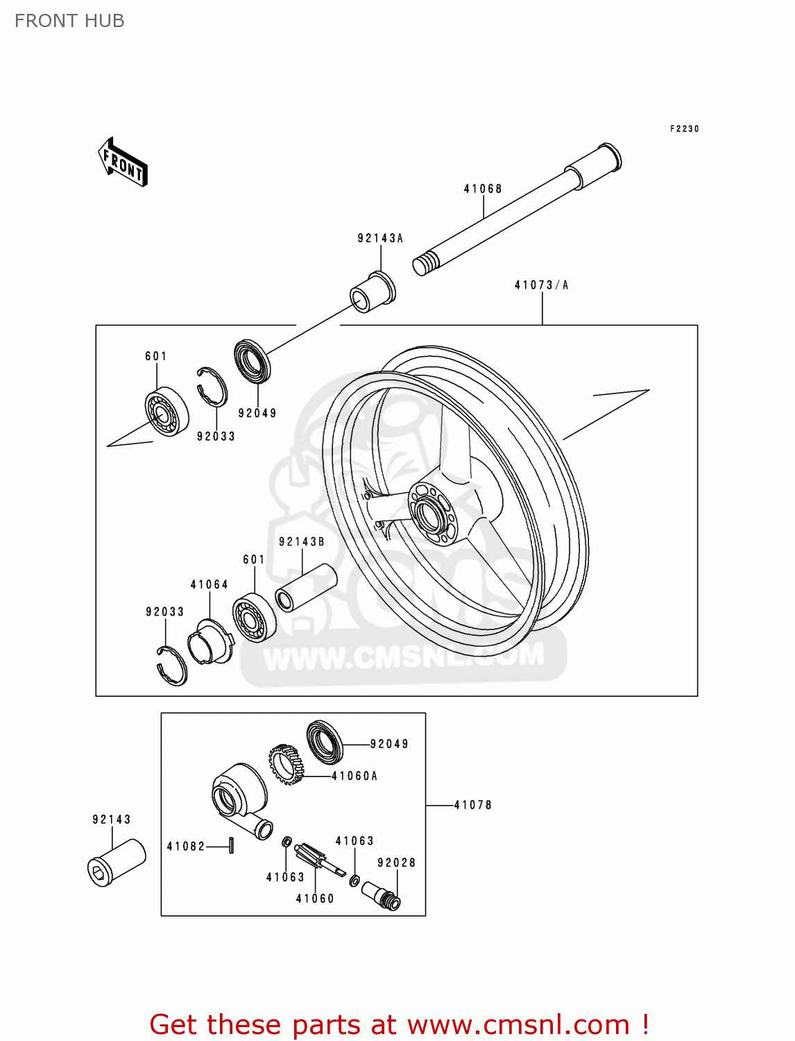 FRONT HUB ZX400L8 ZXR400 1998 UNITED KINGDOM NL AR FG IT