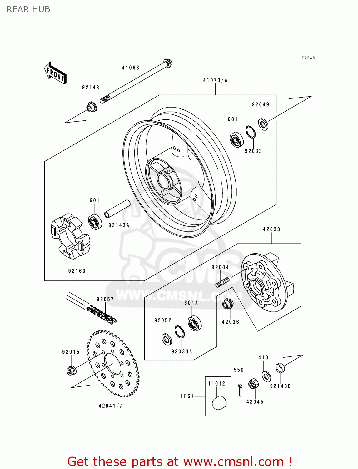 REAR HUB ZX400L8 ZXR400 1998 UNITED KINGDOM NL AR FG IT