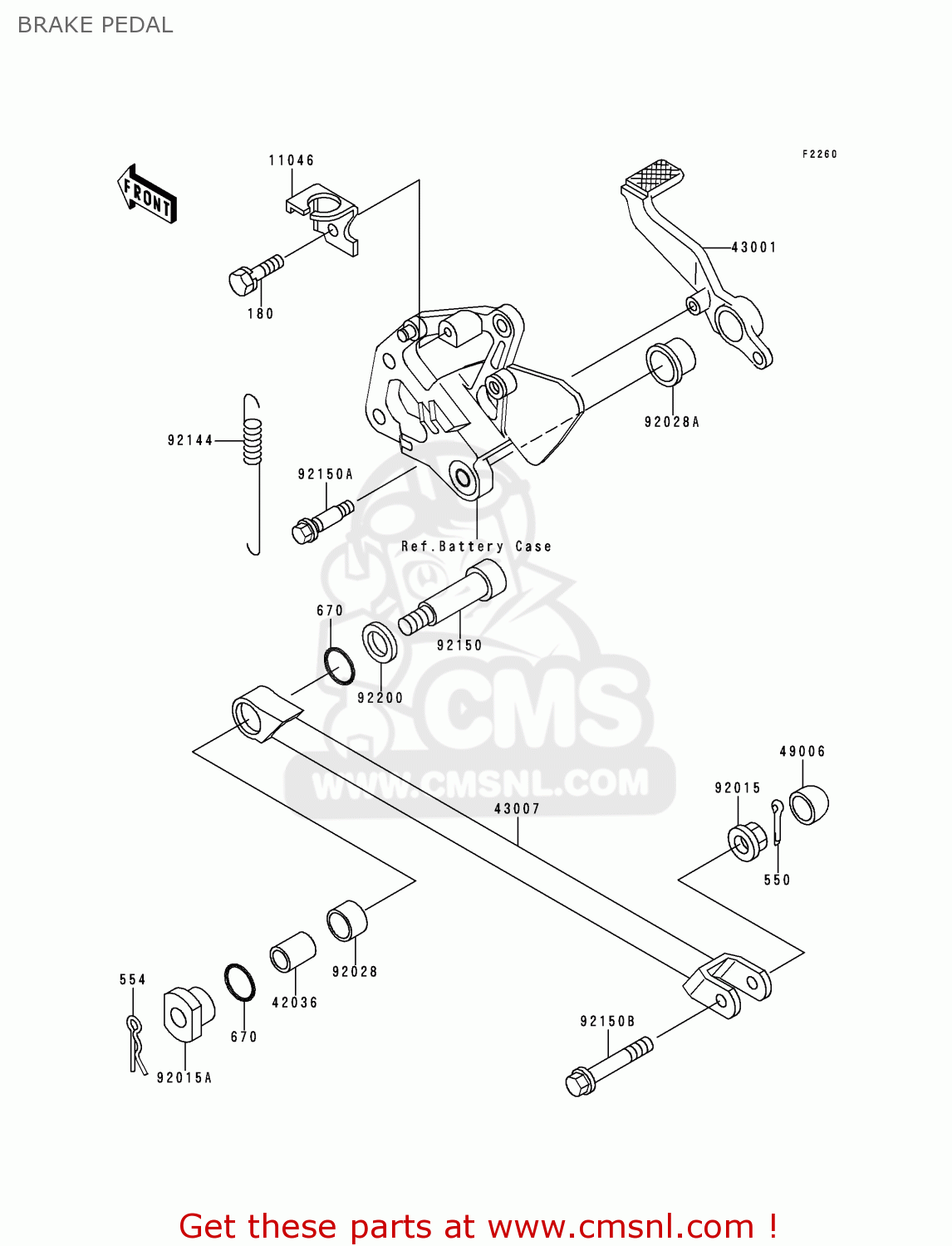 BRAKE PEDAL ZX400L8 ZXR400 1998 UNITED KINGDOM NL AR FG IT