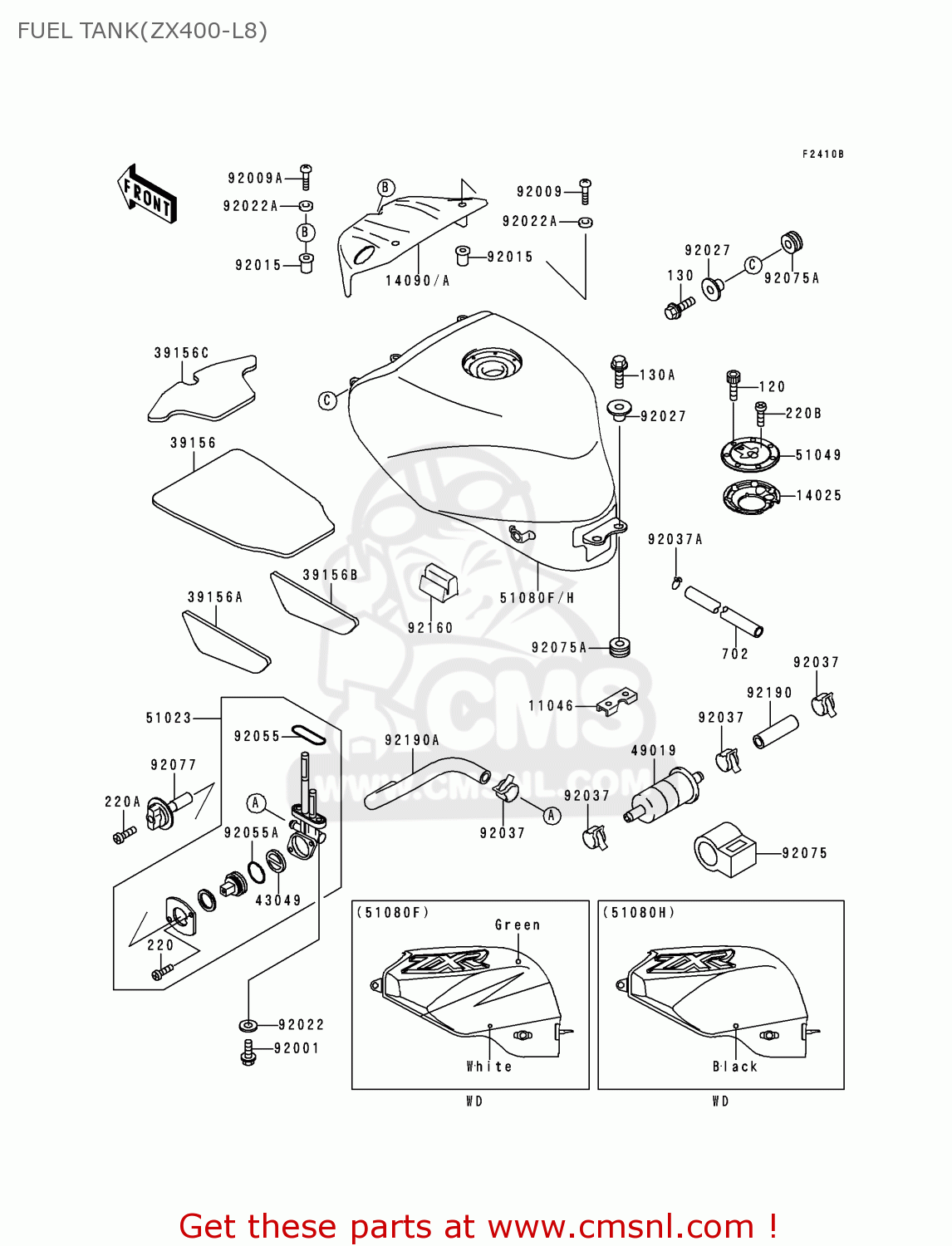 FUEL TANK(ZX400-L8) ZX400L8 ZXR400 1998 UNITED KINGDOM NL AR FG IT