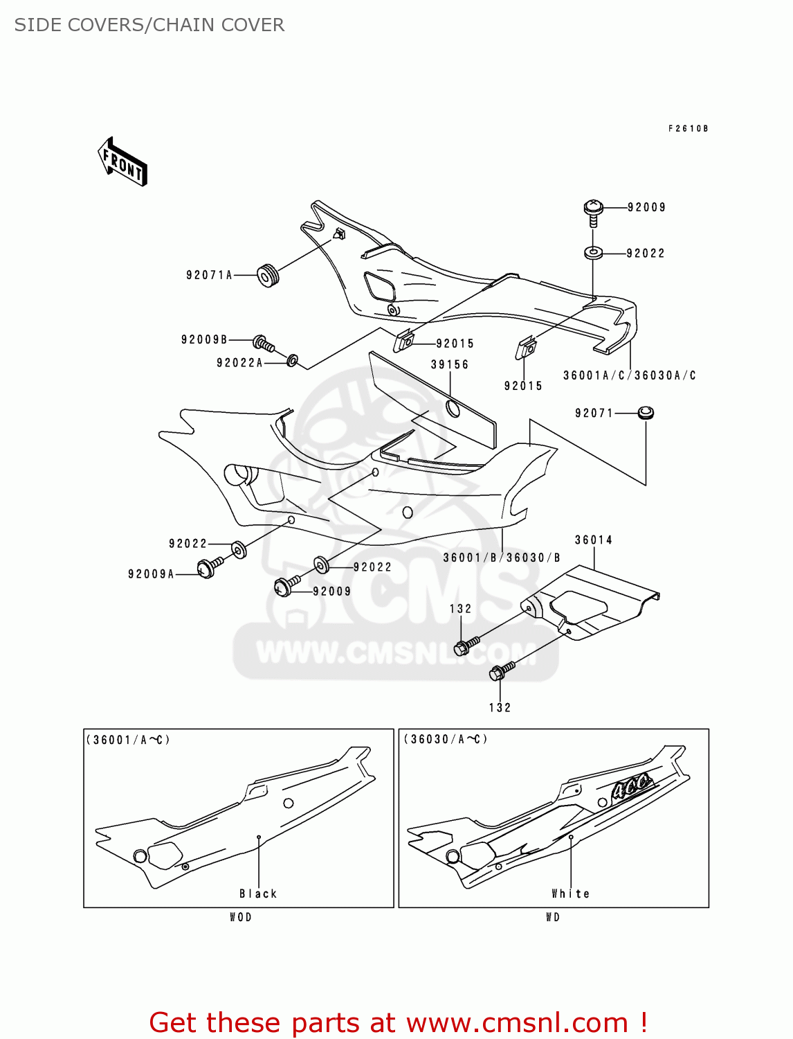 SIDE COVERS/CHAIN COVER ZX400L8 ZXR400 1998 UNITED KINGDOM NL AR FG IT