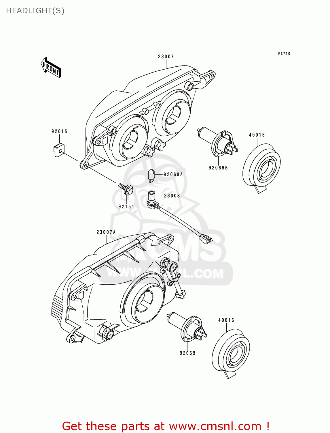 HEADLIGHT(S) ZX400L8 ZXR400 1998 UNITED KINGDOM NL AR FG IT