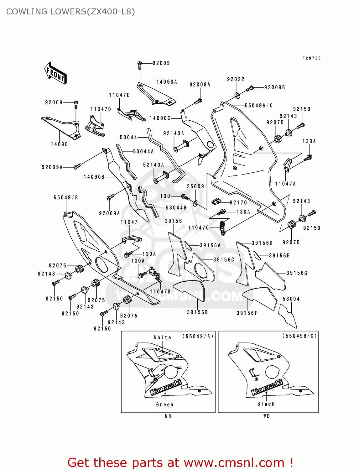COWLING LOWERS(ZX400-L8) ZX400L8 ZXR400 1998 UNITED KINGDOM NL AR FG IT
