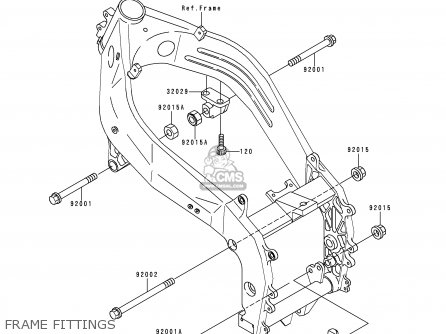 FRAME FITTINGS - ZX400L8 ZXR400 1998 UNITED KINGDOM NL AR FG IT