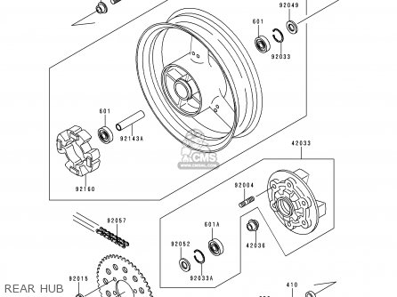 REAR HUB - ZX400L8 ZXR400 1998 UNITED KINGDOM NL AR FG IT