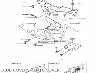SIDE COVERS/CHAIN COVER - ZX400L8 ZXR400 1998 UNITED KINGDOM NL AR FG IT
