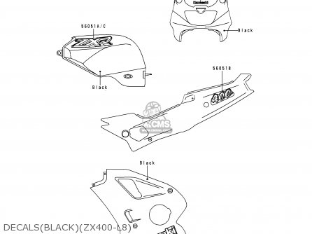 DECALS(BLACK)(ZX400-L8) - ZX400L8 ZXR400 1998 UNITED KINGDOM NL AR FG IT