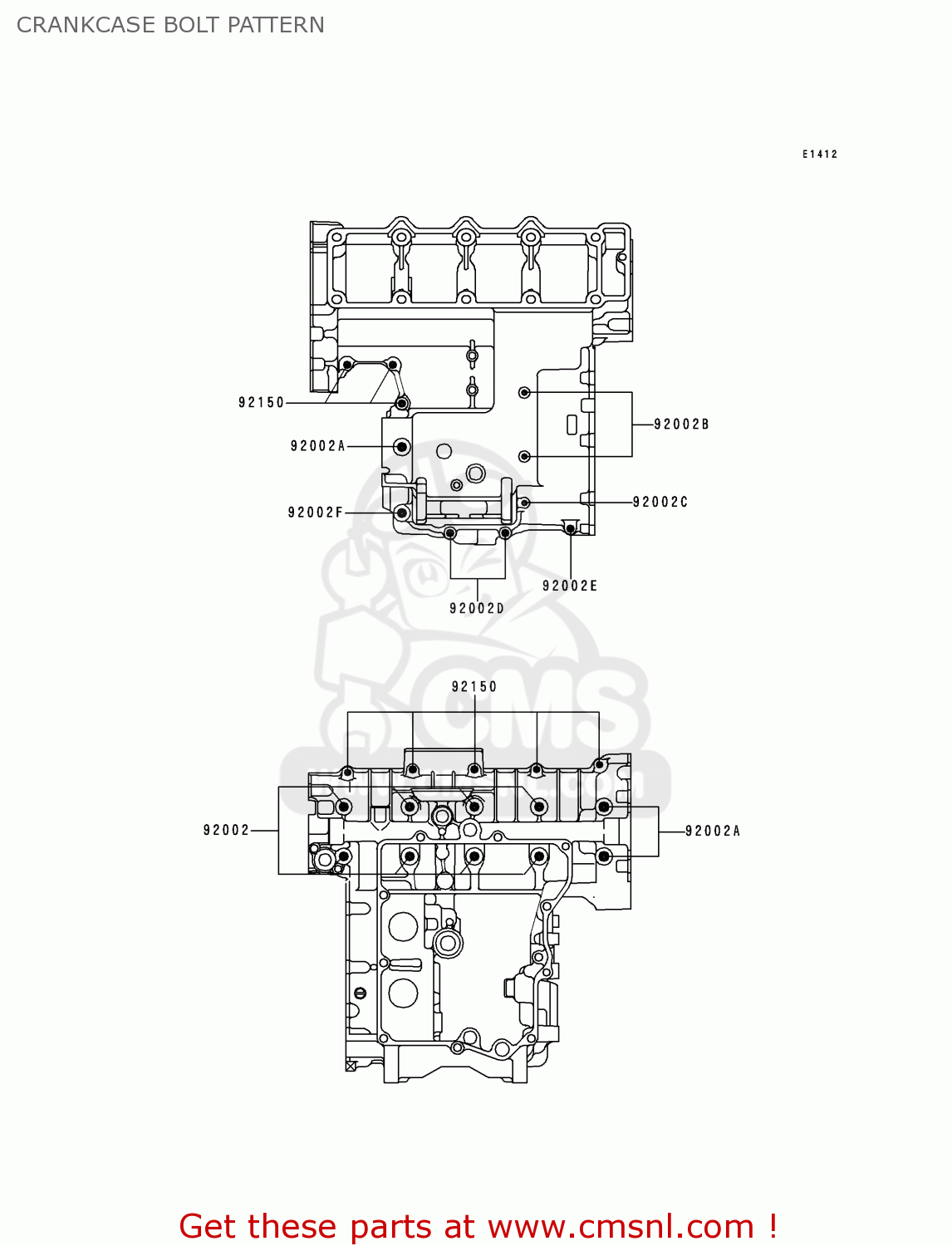 CRANKCASE BOLT PATTERN ZX400L9 ZXR400 1999 UNITED KINGDOM NL AR FG GR IT