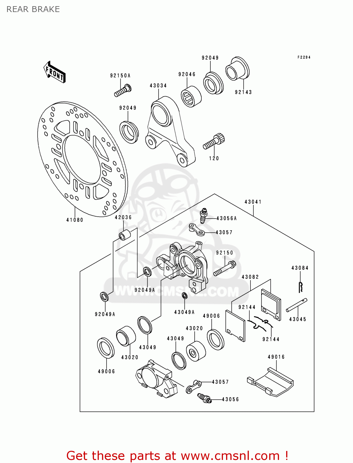 REAR BRAKE ZX400L9 ZXR400 1999 UNITED KINGDOM NL AR FG GR IT