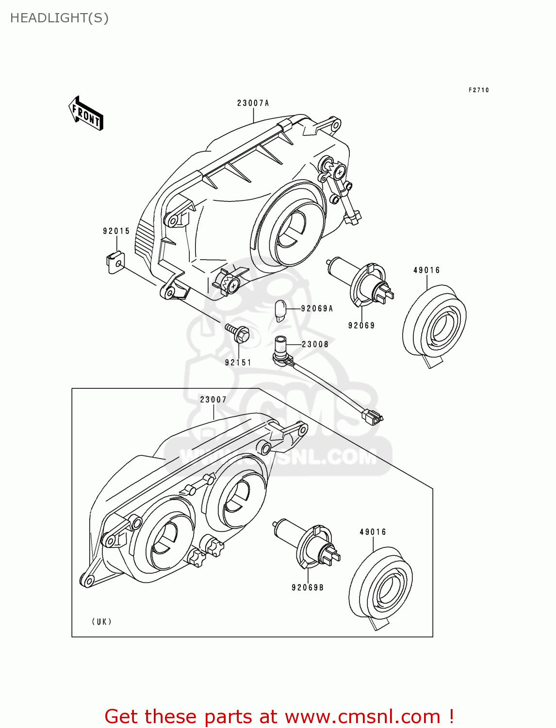 HEADLIGHT(S) ZX400L9 ZXR400 1999 UNITED KINGDOM NL AR FG GR IT